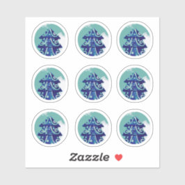 Pacote de Adesivos de Árvore de Natal Azul Festivo