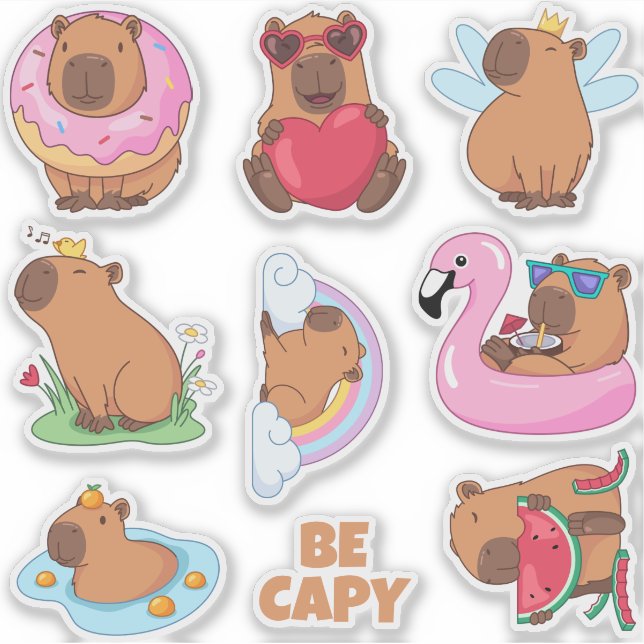 Pacote de adesivos de capivara (Frente)