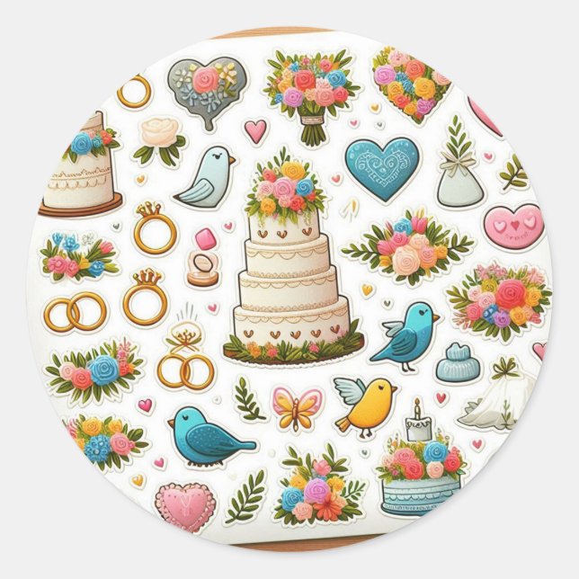Pacote de Adesivos de Casamento Elegante" (Frente)