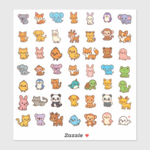 pacote de adesivos de desenho animado de animal