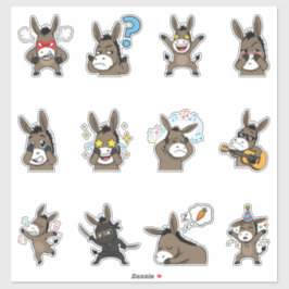 Pacote de Adesivos de Emoji de Burro Fofo