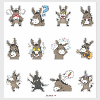 Pacote de Adesivos de Emoji de Burro Fofo