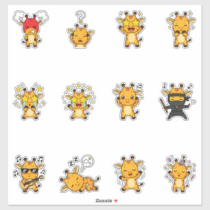 Pacote de Adesivos de Emoji de Girafa Fofa
