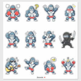 Pacote de Adesivos de Emoji de Gorila Fofo