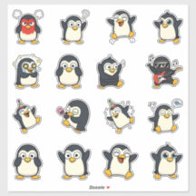 Pacote de Adesivos de Emoji de Pinguim Fofo