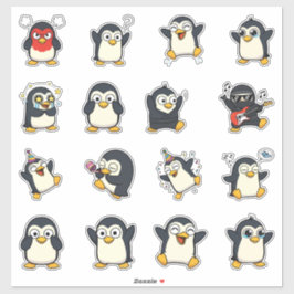 Pacote de Adesivos de Emoji de Pinguim Fofo