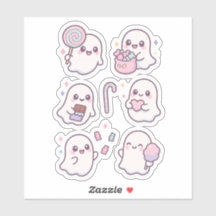 Pacote de Adesivos de Fantasmas Kawaii de Doces Fo