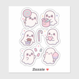 Pacote de Adesivos de Fantasmas Kawaii de Doces Fo