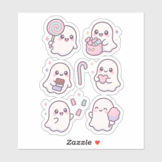 Pacote de Adesivos de Fantasmas Kawaii de Doces Fo