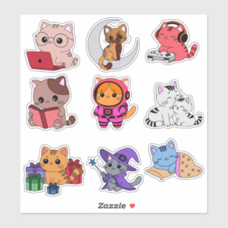 Pacote de Adesivos de Gato Caprichoso