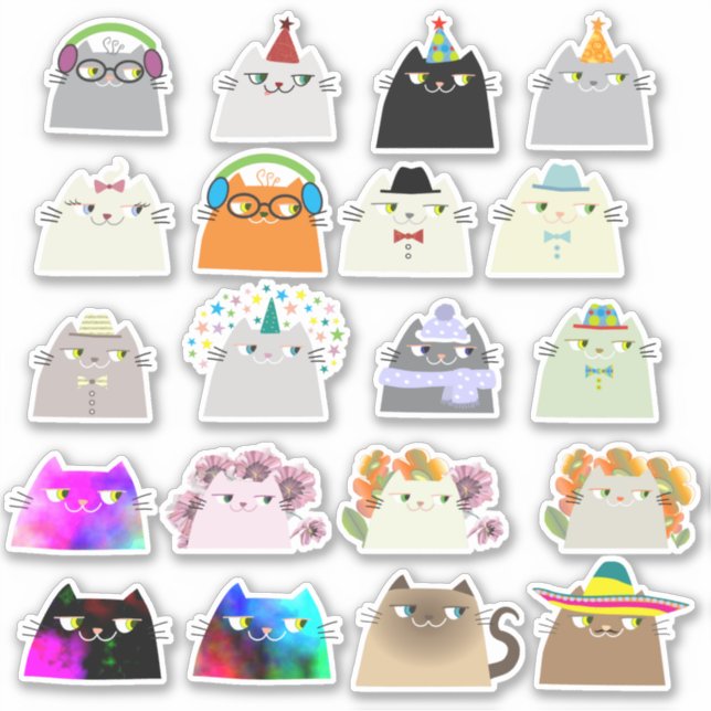 Pacote de Adesivos de Gato Fofo Gatos Kawaii Mochi (Frente)