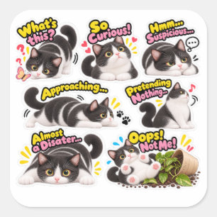 Pacote de Adesivos de Gato Smoking Engraçado