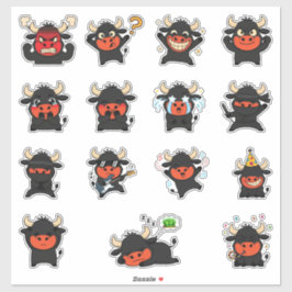 Pacote de Adesivos de Touro Fofo Emoji