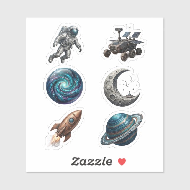 Pacote de Adesivos de Vinil de Exploração Espacial (Folha)