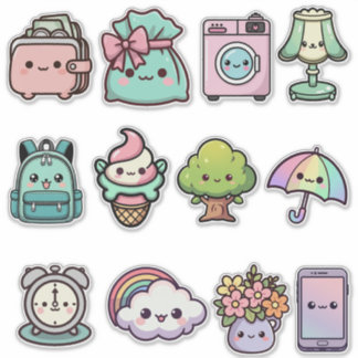 Pacote de Adesivos Kawaii Fofo do Dia a Dia – Vida
