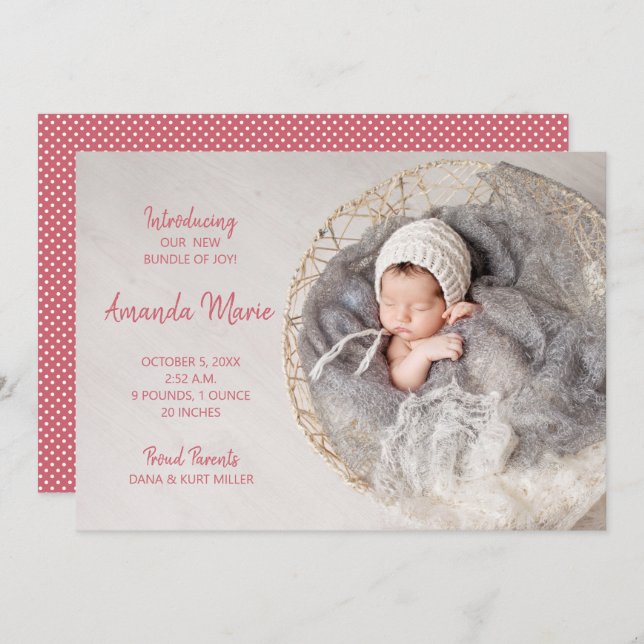 Pacote de Joy Baby Girl Foto do Anúncio de Nascime (Frente/Verso)