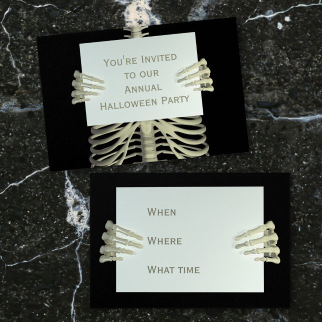 Pacote de Mini Convites para Partido do Esqueleto  (Mini business card sized Halloween party invitations)