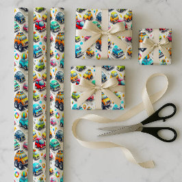 Pacote de Papel de Embrulho de Carros de Desenho A