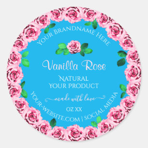 Pacote de produtos azul-céu azul etiquetas Rosas r