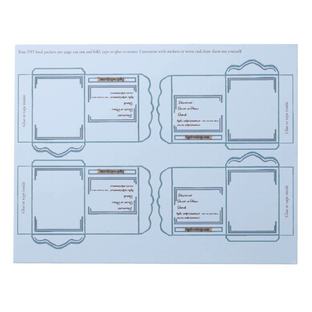 Pacote de Sementes bloco de notas DIY azul claro (Frente)
