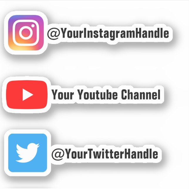 Pacote do adesivo do nome de usuário de mídia soci (Frente)