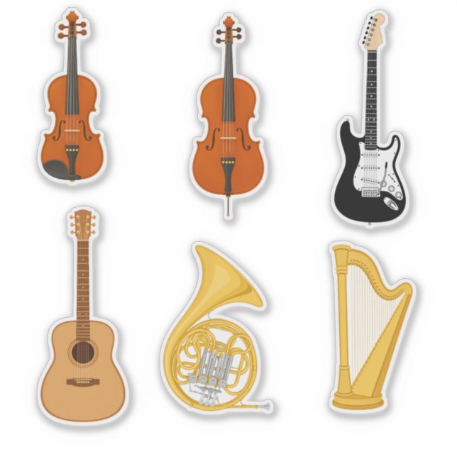 Pacote Variado de Adesivos de Instrumentos Musicai (Frente)