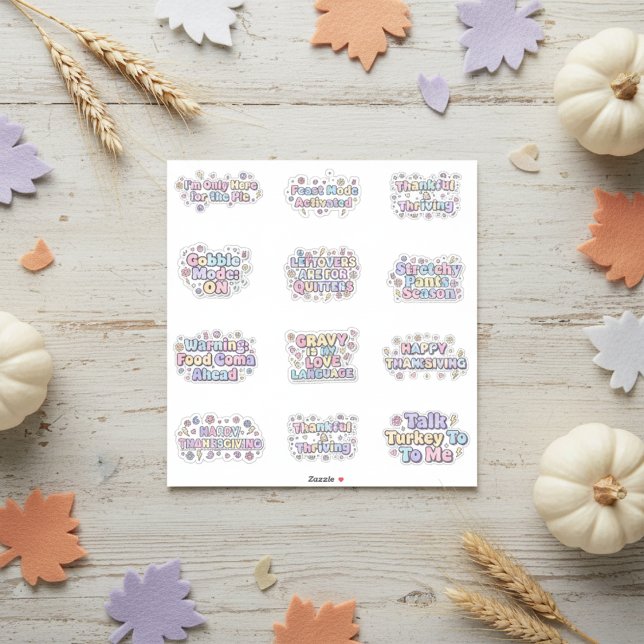 Pacotes de Adesivos Pastel de Ação de Graças (Thanksgiving Vibes Pastel Sticker Packs)