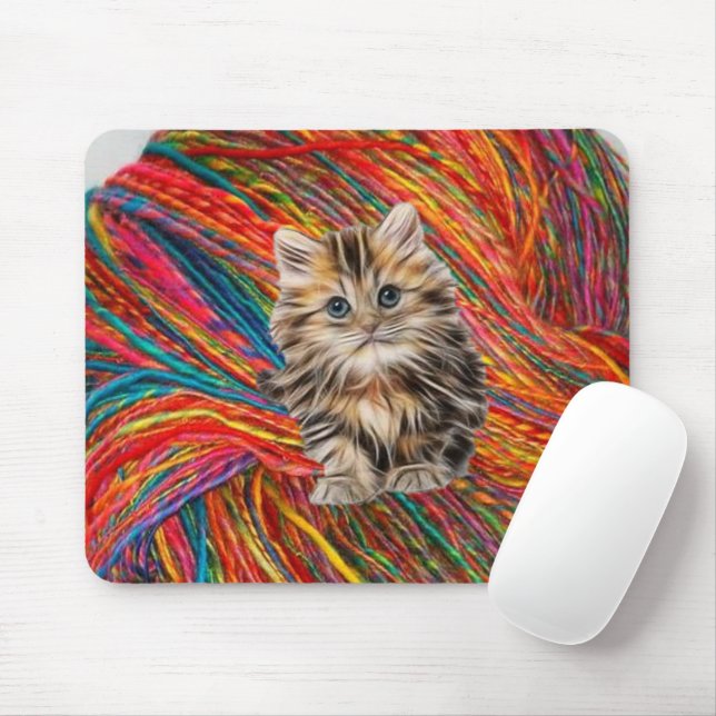 Pad do Mouse Kitten Yarn! Mousepad (Com mouse)