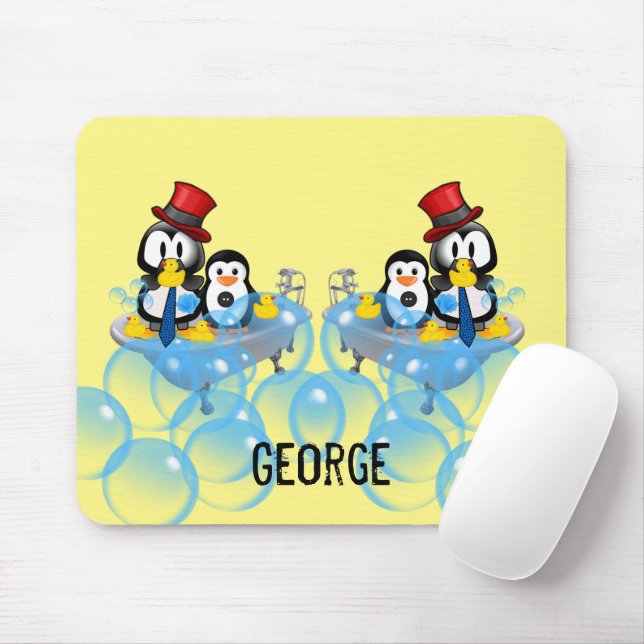 Pad do Mouse Penguin Bath! Mousepad (Com mouse)