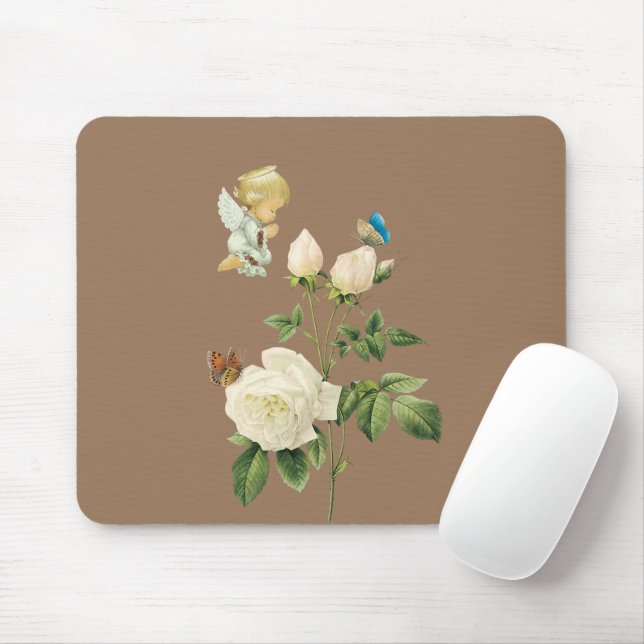 Pad do Mouse Rosa Angel Beige! Mousepad (Com mouse)