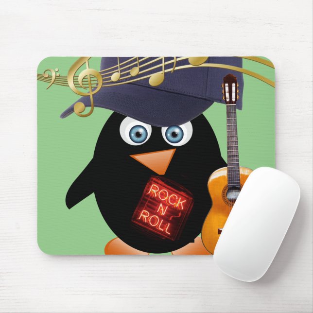 Pad do rato de guitarra pinguim! Mousepad (Com mouse)