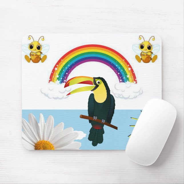 Pad do Rato Floral do Rainbow Sun! Mousepad (Com mouse)