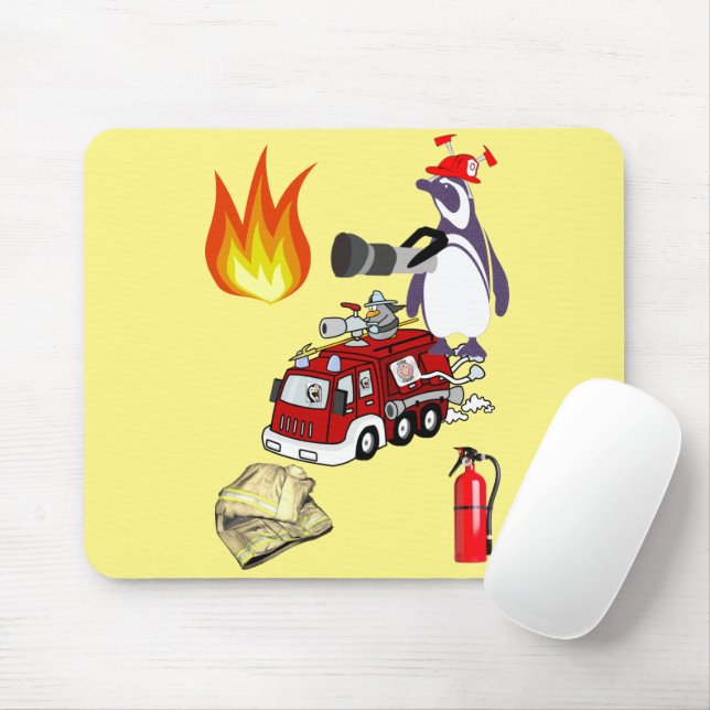Pad do Rato Homem-Fogo Pinguim! Mousepad (Com mouse)