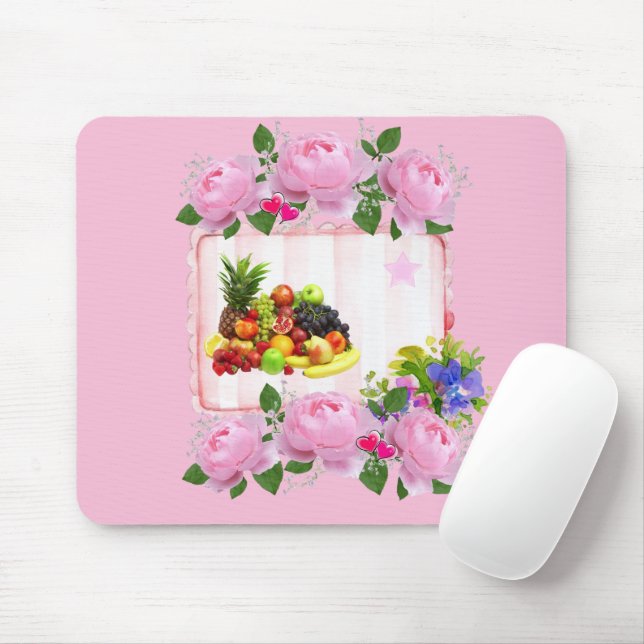 Pad Floral de Rosas Rosa! Mousepad (Com mouse)