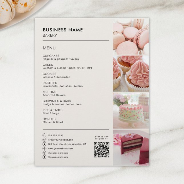 Padaria Cupcake Bolo Loja Cardápio Negócios (Bakery Cupcake Cake Shop Create Your Own Menu Business Flyer by MINTIC DESIGN STUDIO)