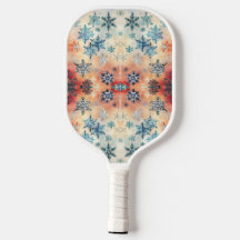 Paddle de Pickleball com Padrão de Flocos de Neve 