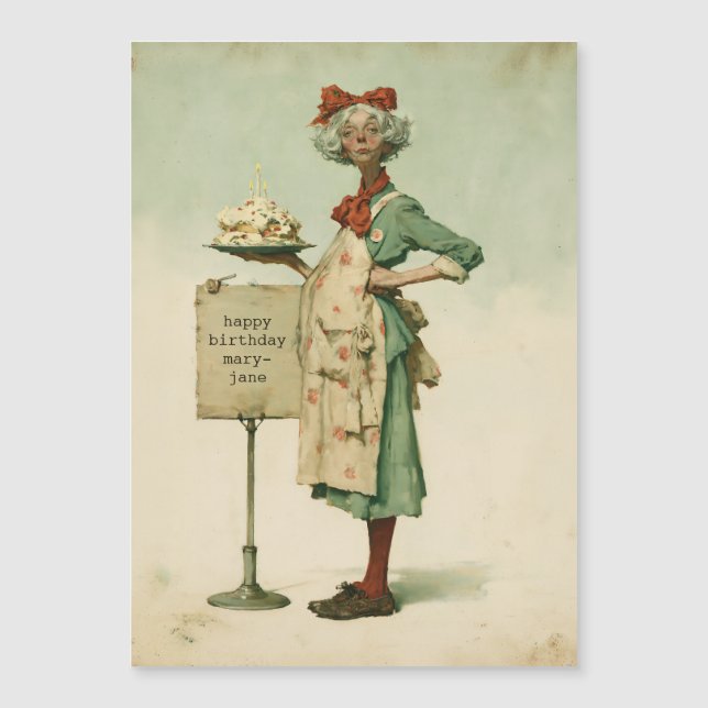 Padeira Vintage com Bolo de Aniversário (Frente)