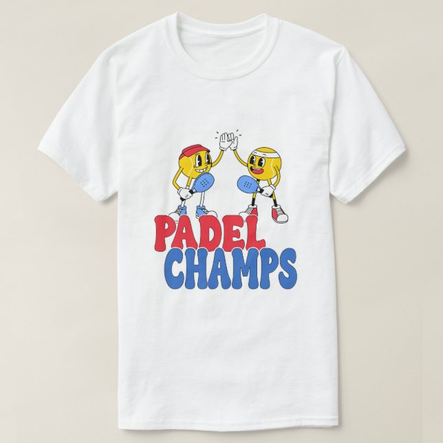 Padel Champs | Retro Cartoon Sports High 5 T-Shirt (Frente do Design)