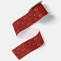 Padrão Abstrato Art Déco Vermelho Dourado de Luxo