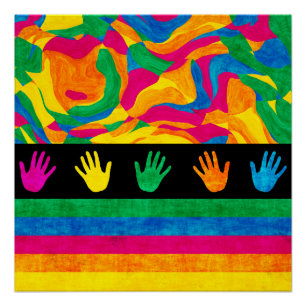 Padrão Abstrato de Impressão de Mão Colorido