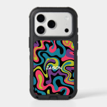 Padrão Abstrato de Neon Personalizado — Design Ret