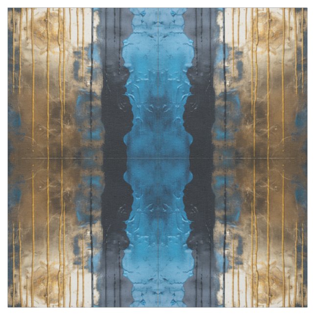 Padrão Abstrato Sem Costura Azul Dourado Tecido (Modelo)