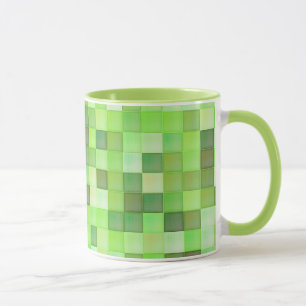 Padrão ao quadrado verde na caneca personalizada