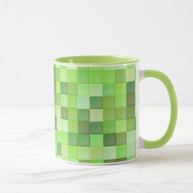 Padrão ao quadrado verde na caneca personalizada (Direita)