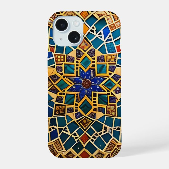 padrão árabe em bege e azul turquesa (Verso)