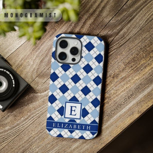 Padrão Argyle Branco Claro Azul Escuro Personalizá