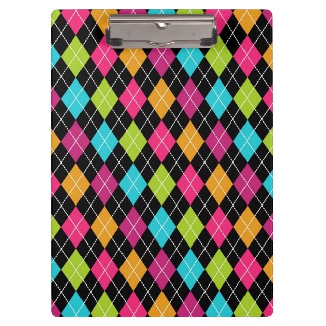 Padrão Argyle Diamantes MultiCor Prancheta cTexto (Frente)