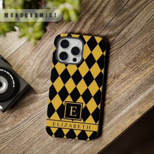 Padrão Argyle Preto Amarelo Claro Personalizável