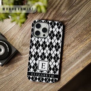 Padrão Argyle Preto e Branco Personalizável