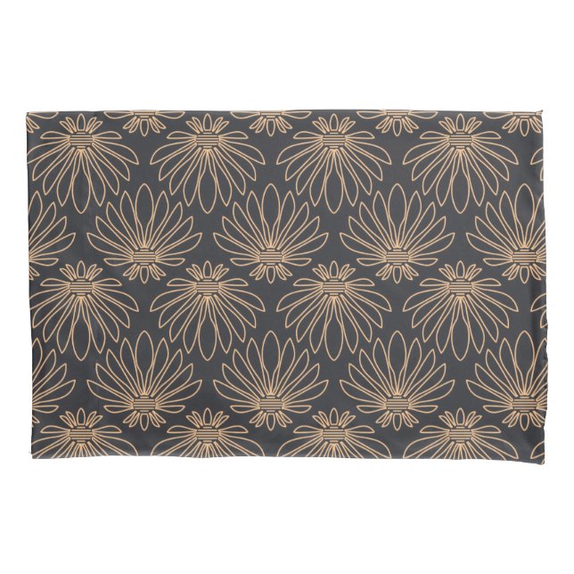 padrão Art Déco com motivos florais dourados (Frente-Esquerda)